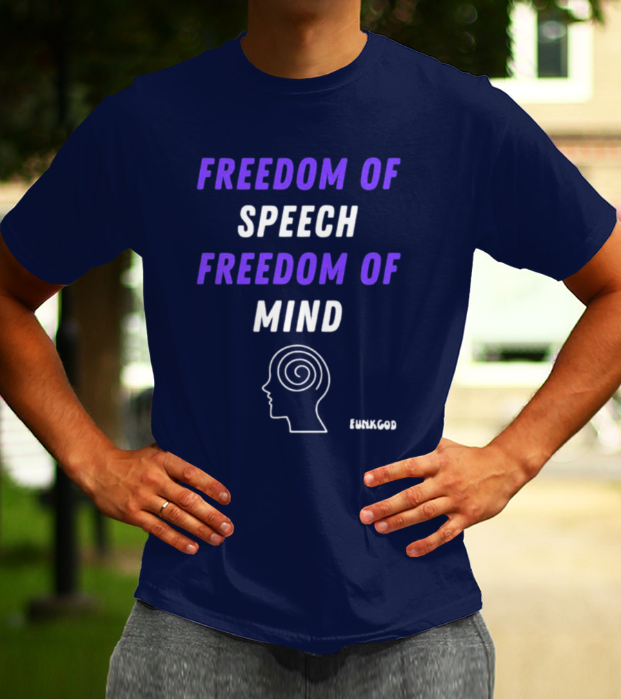 FUNKGOD Freedom Of Speech Freedom Of Mind Head Outline Spiral T-Shirt