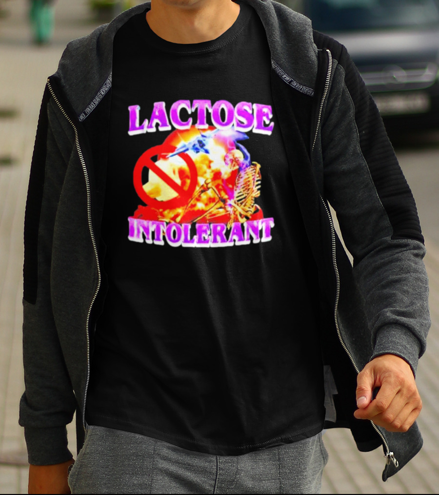Lactose Intolerant Explosion Skeleton No T-Shirt