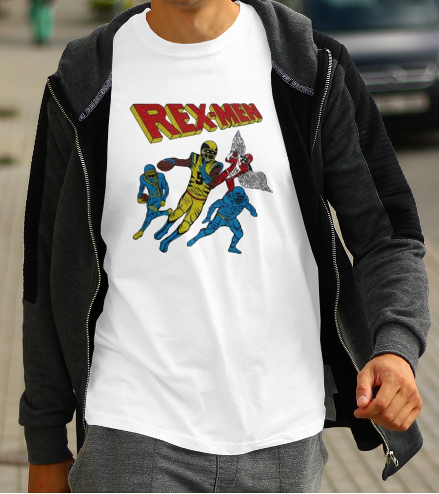 Rex-men Football Players Action Scene With Superhero T-Shirt