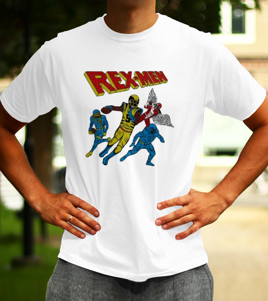 Rex-men Football Players Action Scene With Superhero T-Shirt