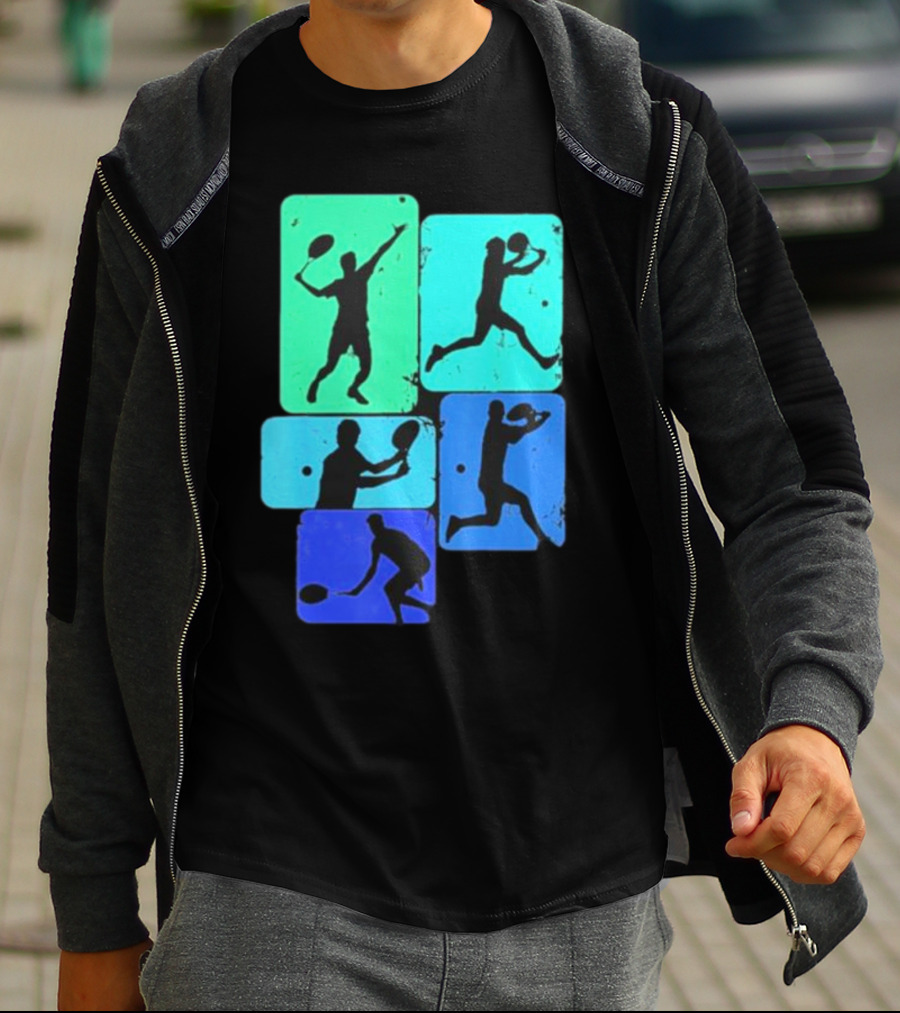 Tennis Player Youth Men Silhouettes In Motion T-Shirt