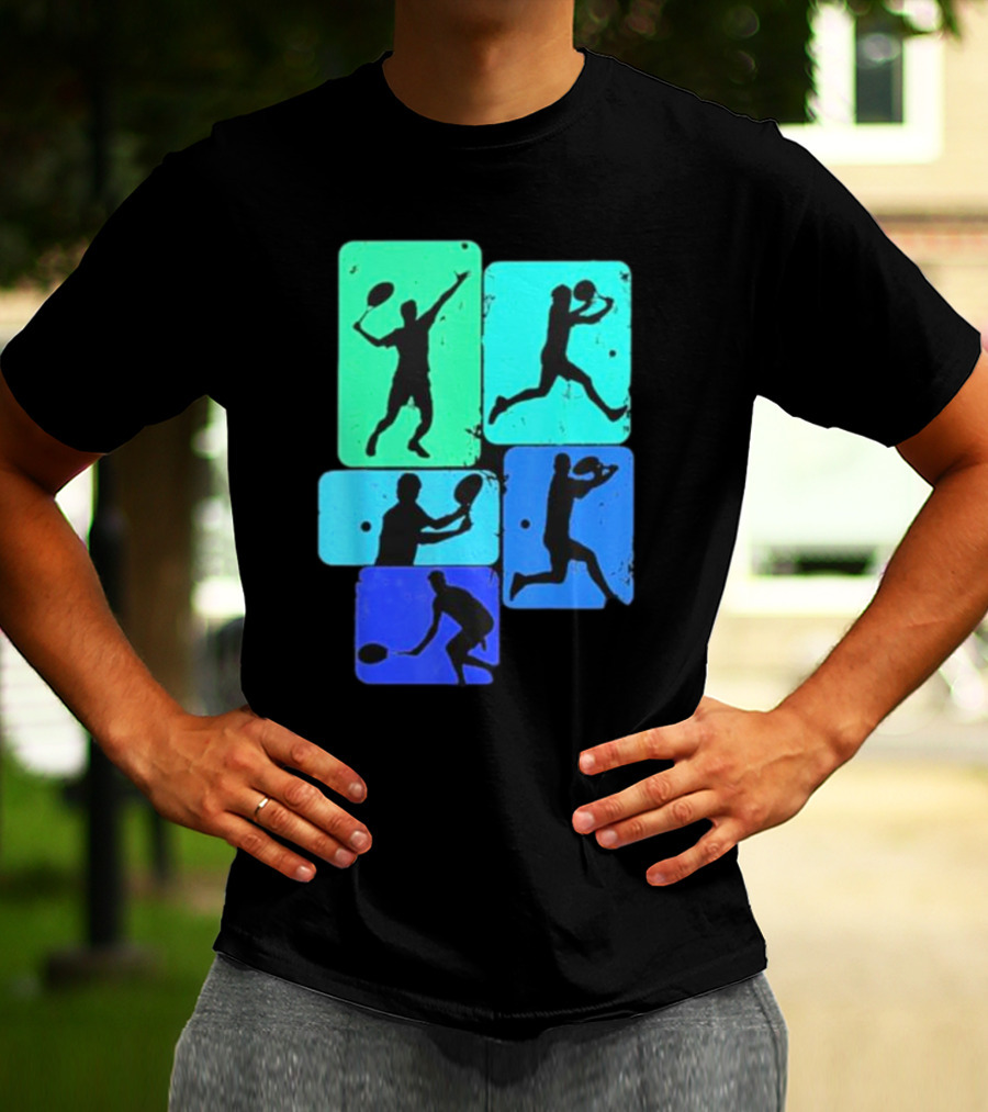Tennis Player Youth Men Silhouettes In Motion T-Shirt