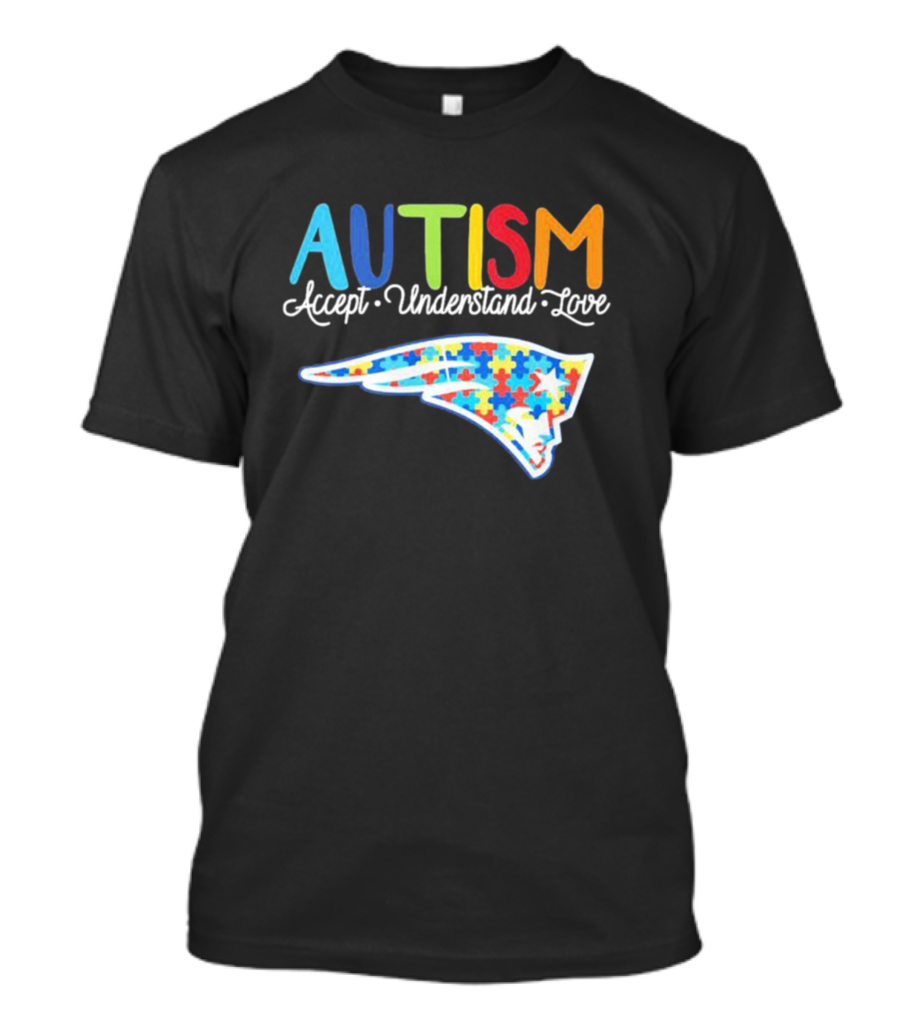 New England Patriots Autism Awareness Accept Understand Love Puzzle T-Shirt