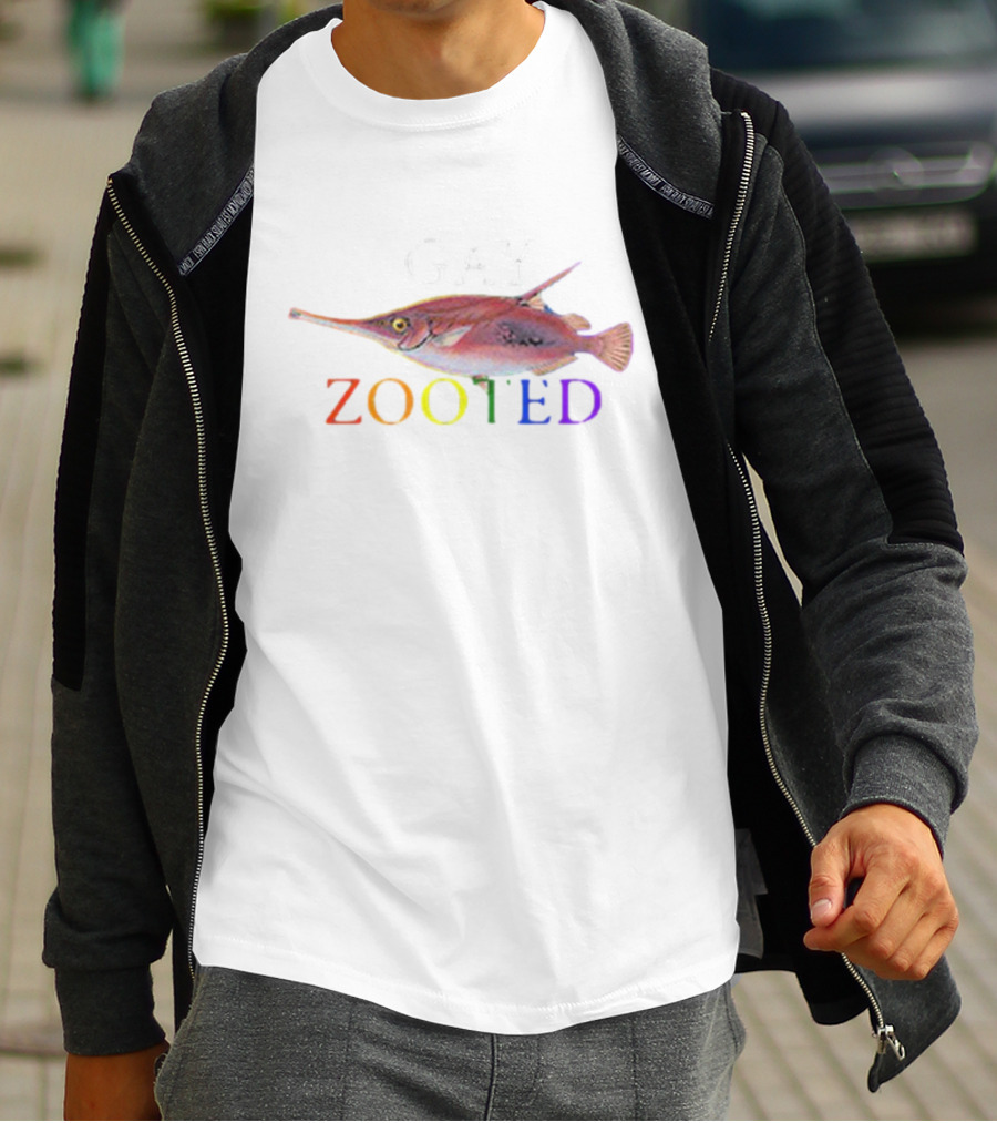 Gay Zooted Fish Rainbow Text Fish T-Shirt