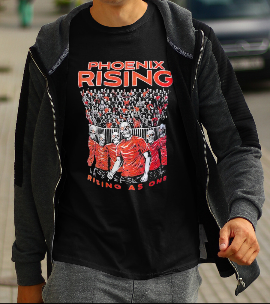 Phoenix Rising Rising As One Skeleton Fans In Red T-Shirt