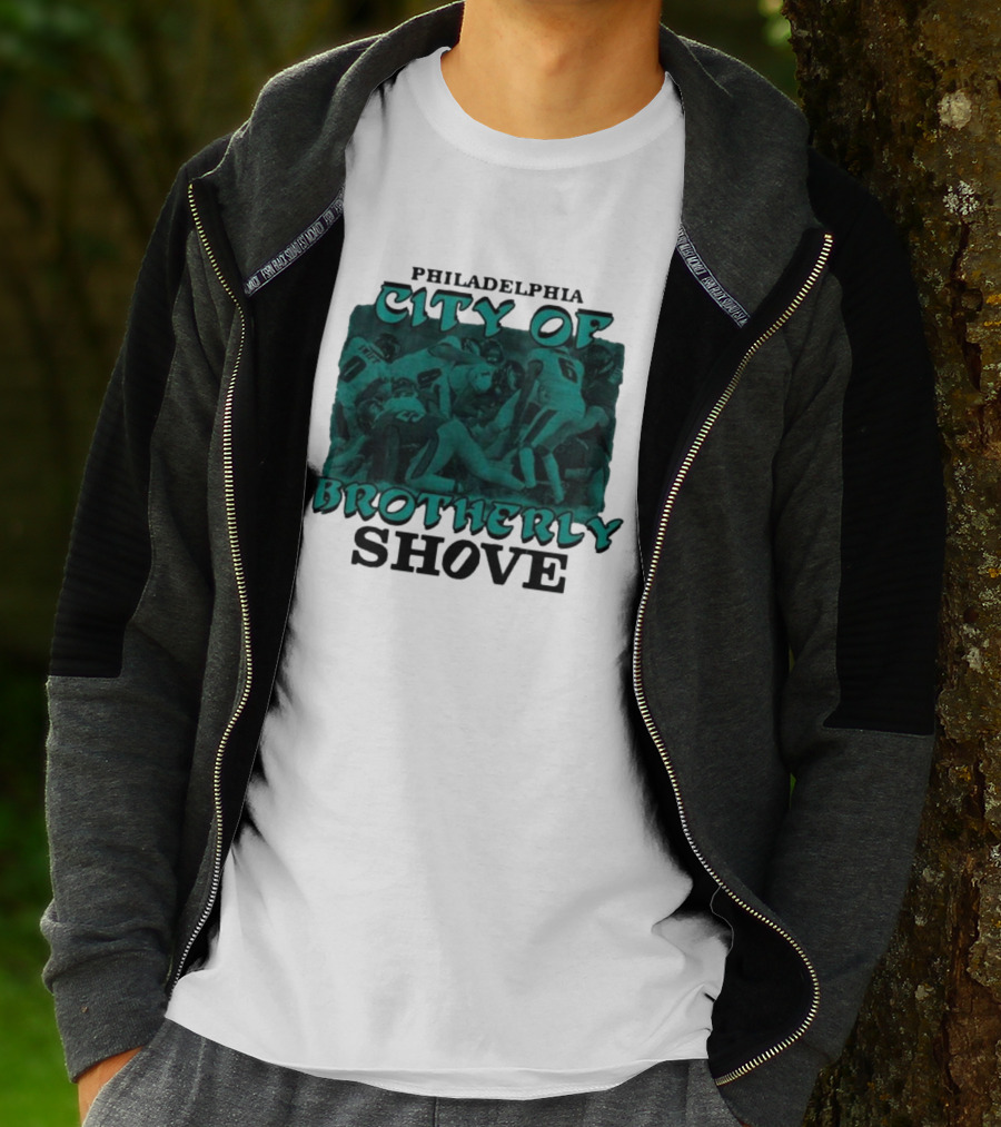 Philadelphia Eagles City Of Brotherly Shove Football Scene T-Shirt
