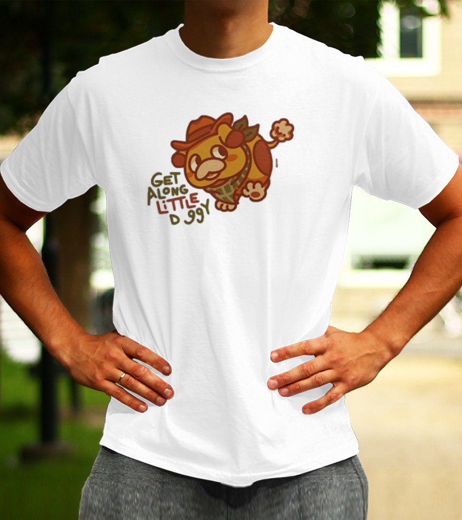 Get Along Little Doggy Cowboy Style Cartoon T-Shirt