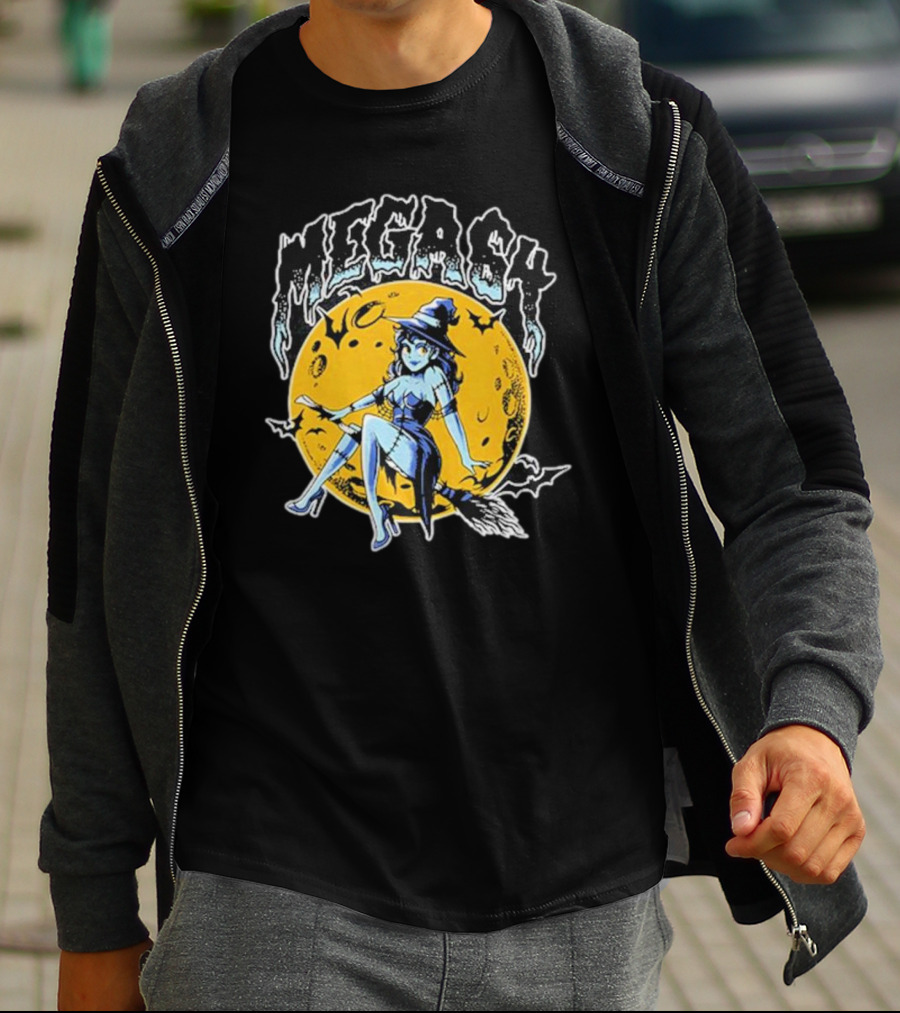 MEGASY MOON RIDER WITCH BROOMSTICK NIGHT SKY T-Shirt