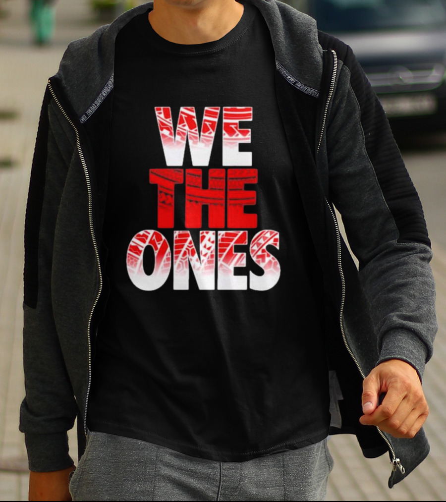 We The Ones Bold Red And White Triangular Brush Pattern Text T-Shirt