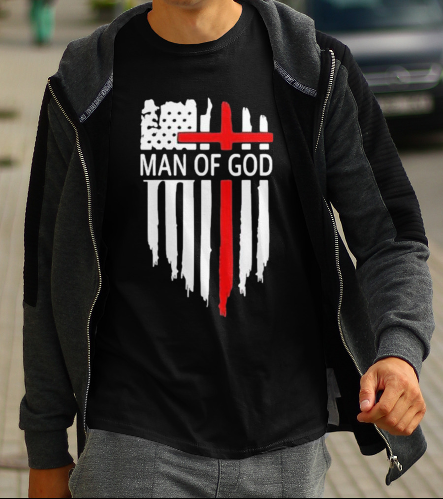 Man Of God American Flag Cross T-Shirt