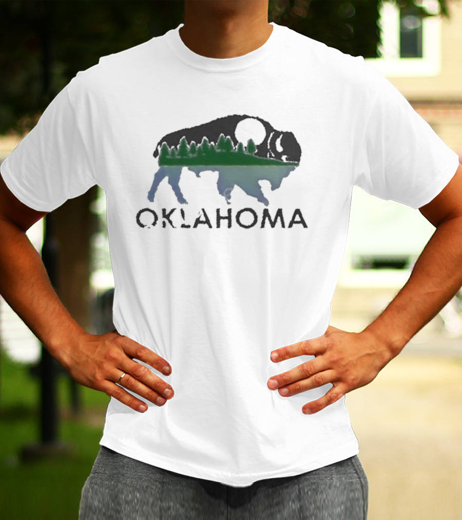 Oklahoma Wildlife Bison Forest Scene T-Shirt