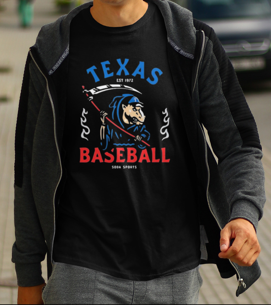Texas Baseball Reaper Soba Sports Est 1972 T-Shirt