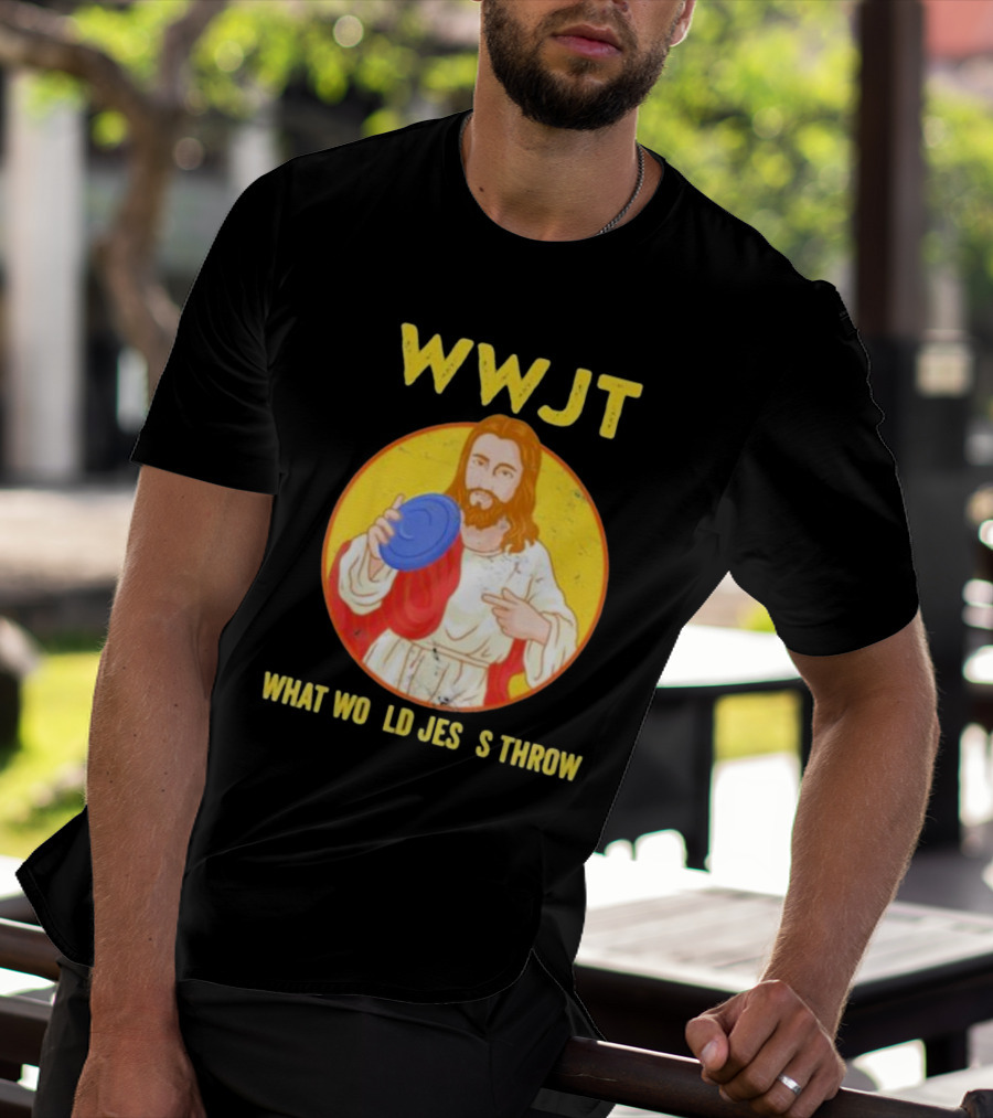 WWJT What Would Jesus Throw Frisbee Golf T-Shirt