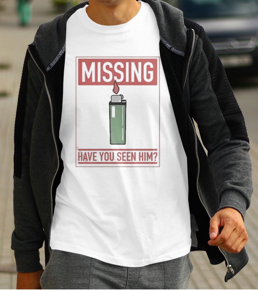 Missing Lighter Have You Seen Him Green Flame T-Shirt
