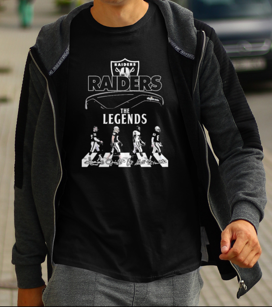 Raiders Legends Walking With Signatures And Iconic Players T-Shirt