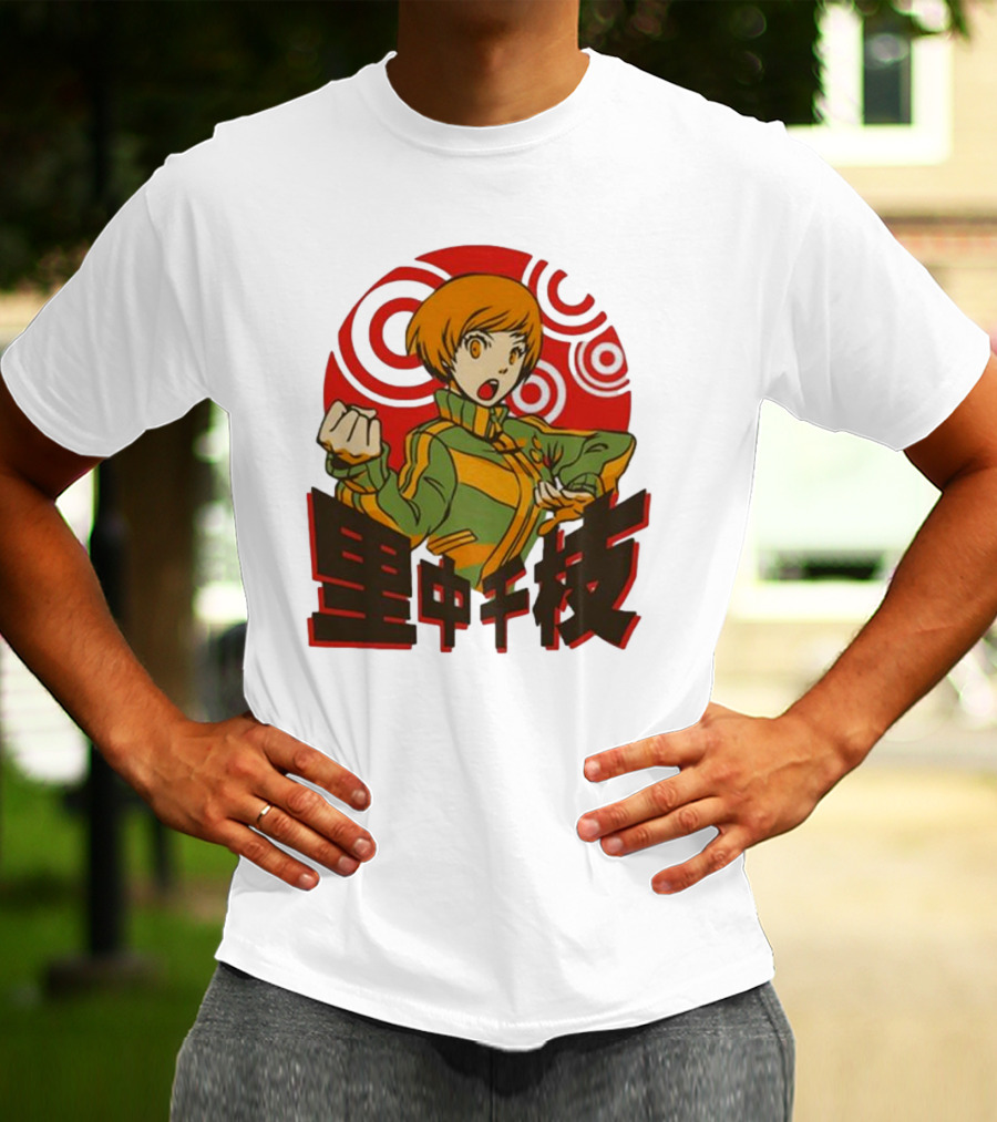 Persona 4 Dragon’s Fury Chie Satonaka Retro Red Circles T-Shirt