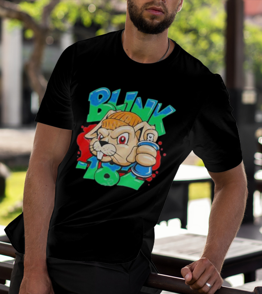 Blink-182 Senpapi Gabshiba Graffiti-Style Cartoon With Spray Can T-Shirt