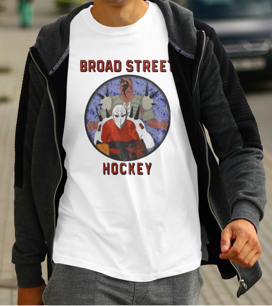 Broad Street Hockey Masked Player And Spiked Warrior T-Shirt