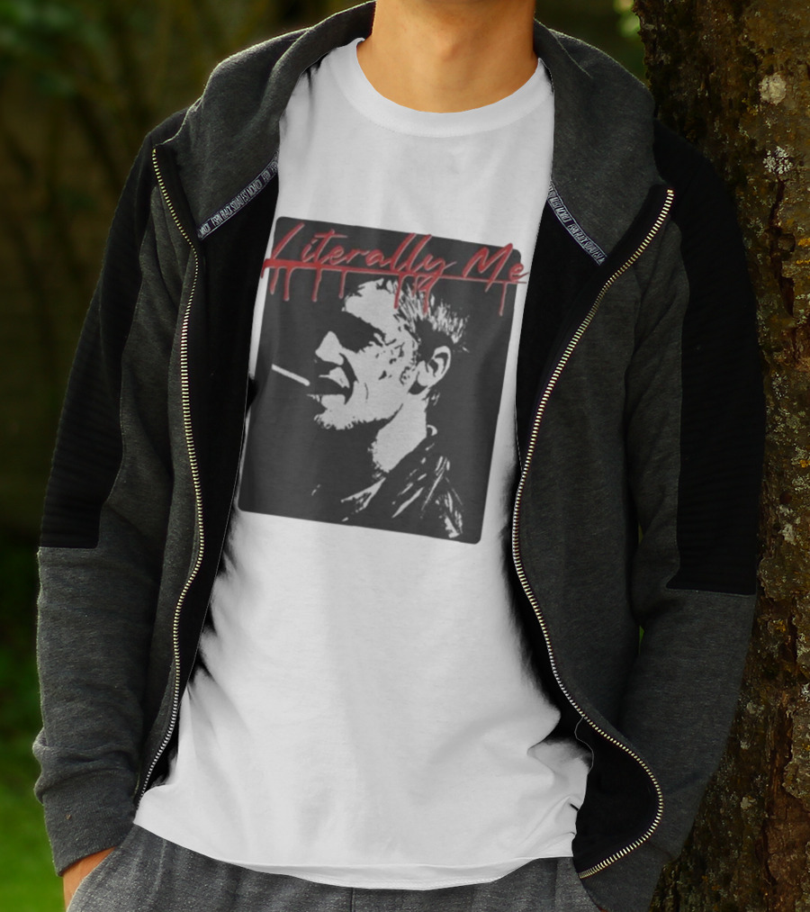 Literally Me Tyler Durden Smoking Silhouette Black And Red T-Shirt