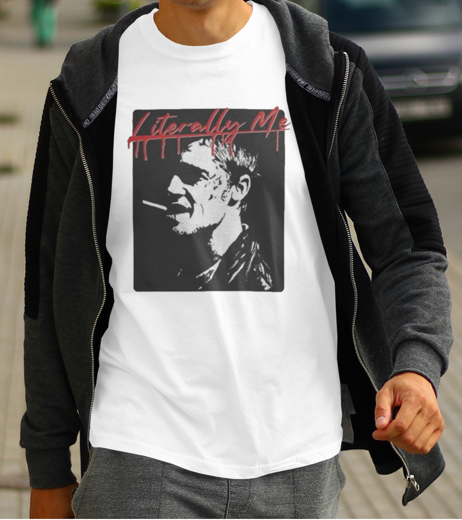 Literally Me Tyler Durden Smoking Silhouette Black And Red T-Shirt