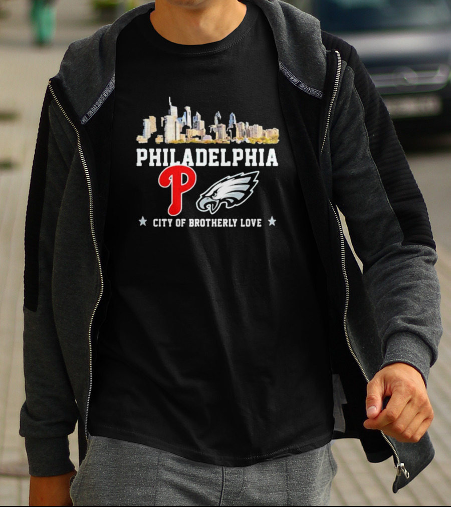 Philadelphia City Of Brotherly Love Skyline Philadelphia Eagles Phillies T-Shirt