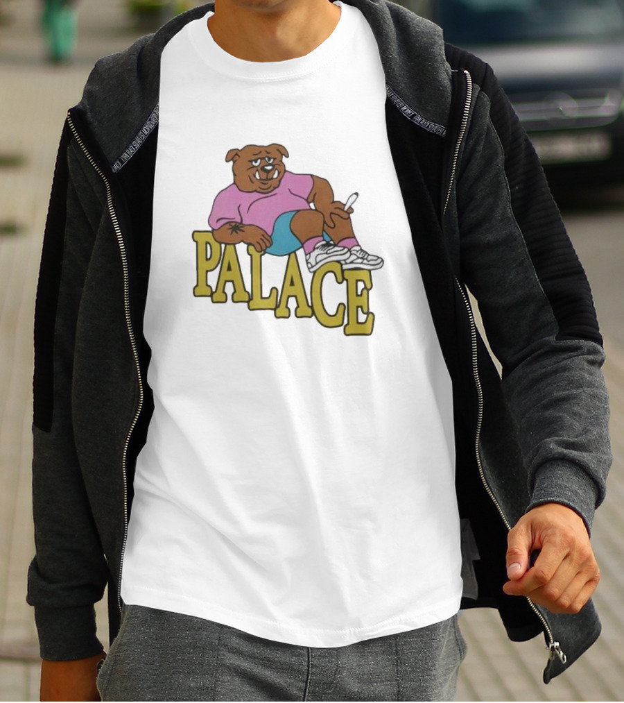 Palace Bulldog Relaxing With Cigarette Over T-Shirt