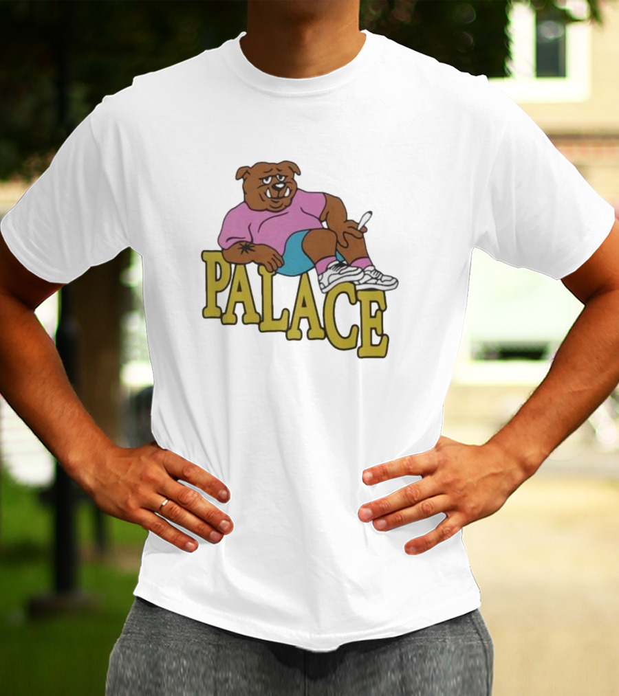 Palace Bulldog Relaxing With Cigarette Over T-Shirt