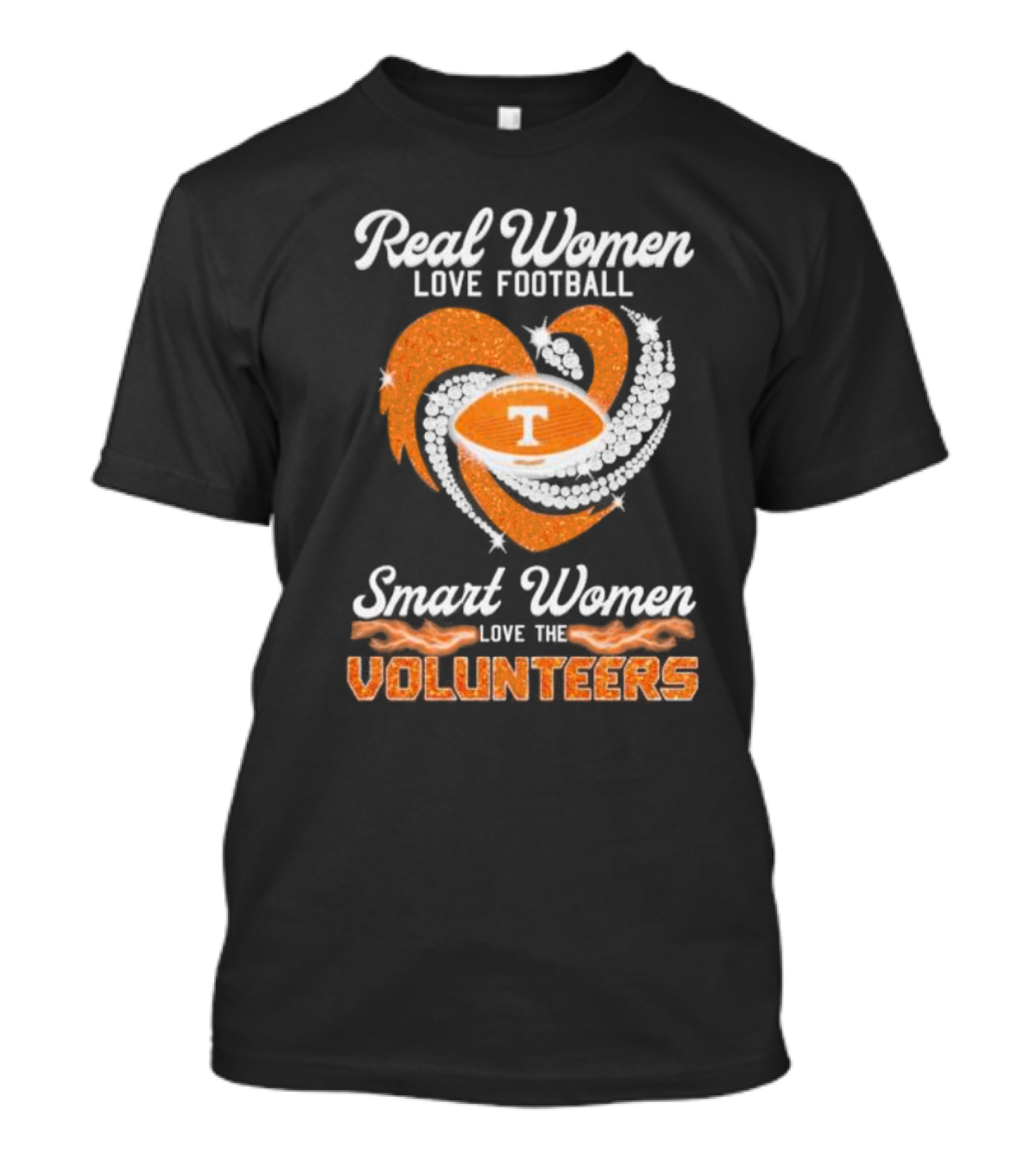 Real Women Love Football Smart Women Love The Volunteers Heart Football T-Shirt