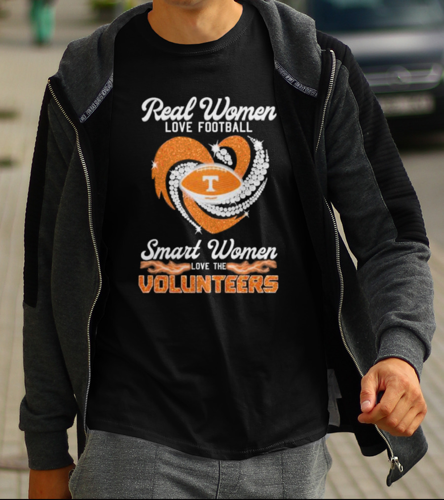 Real Women Love Football Smart Women Love The Volunteers Heart Football T-Shirt