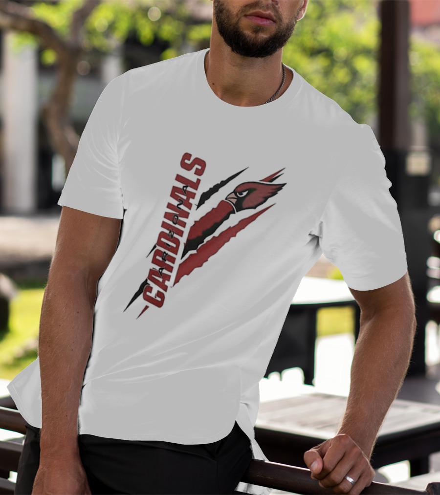 Arizona Cardinals Vertical Scratch Logo NFL Fan Gear T-Shirt