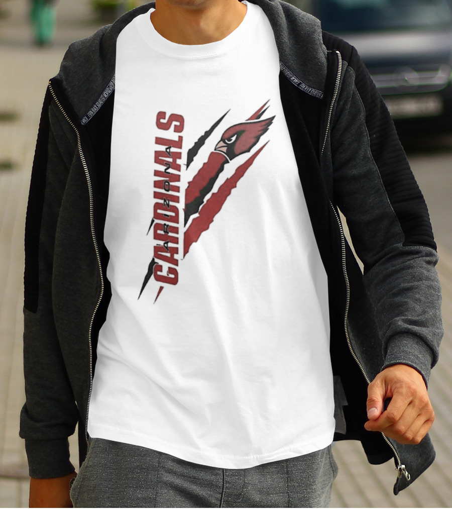 Arizona Cardinals Vertical Scratch Logo NFL Fan Gear T-Shirt