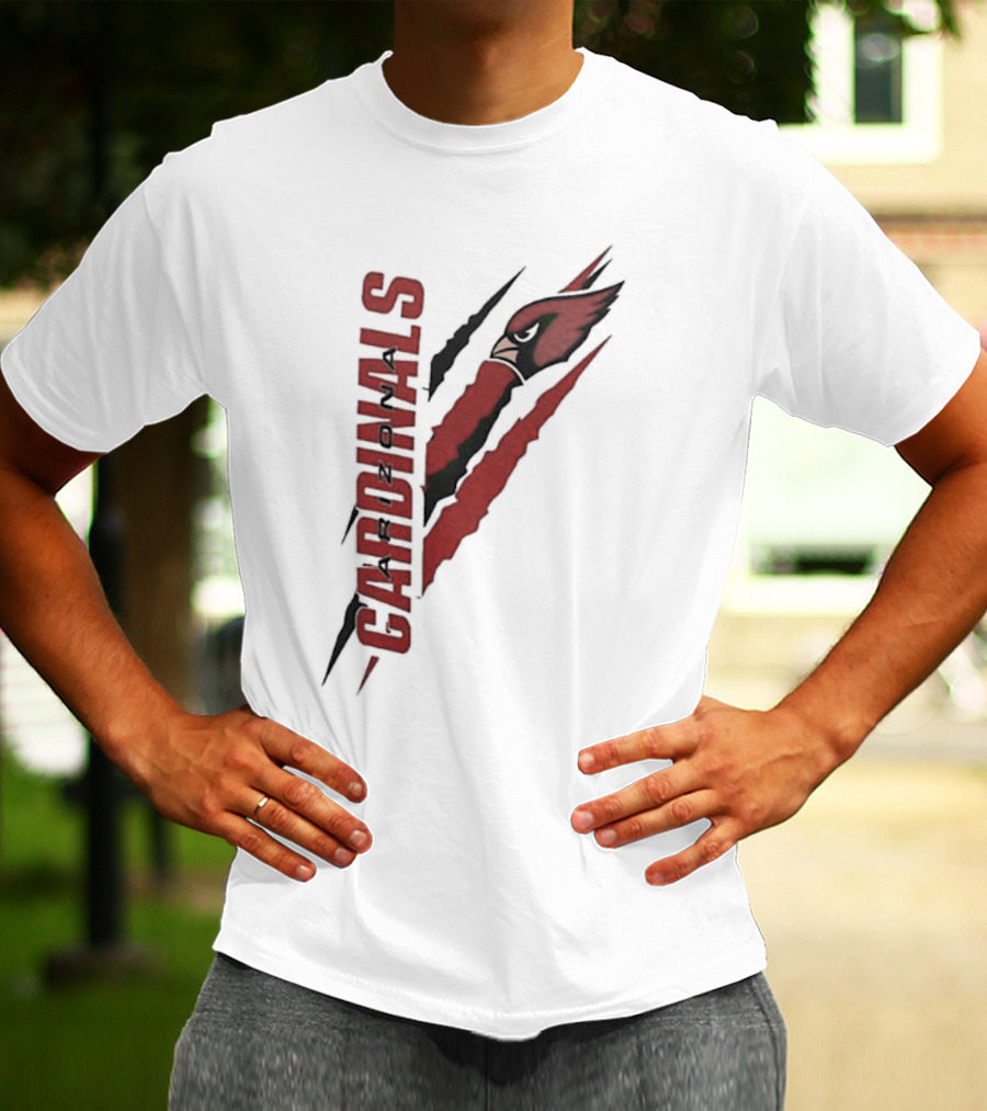Arizona Cardinals Vertical Scratch Logo NFL Fan Gear T-Shirt