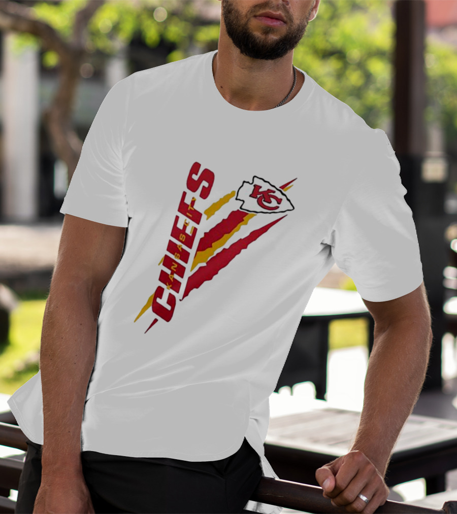 Kansas City Chiefs KC Red Yellow Scratch Design Starter T-Shirt