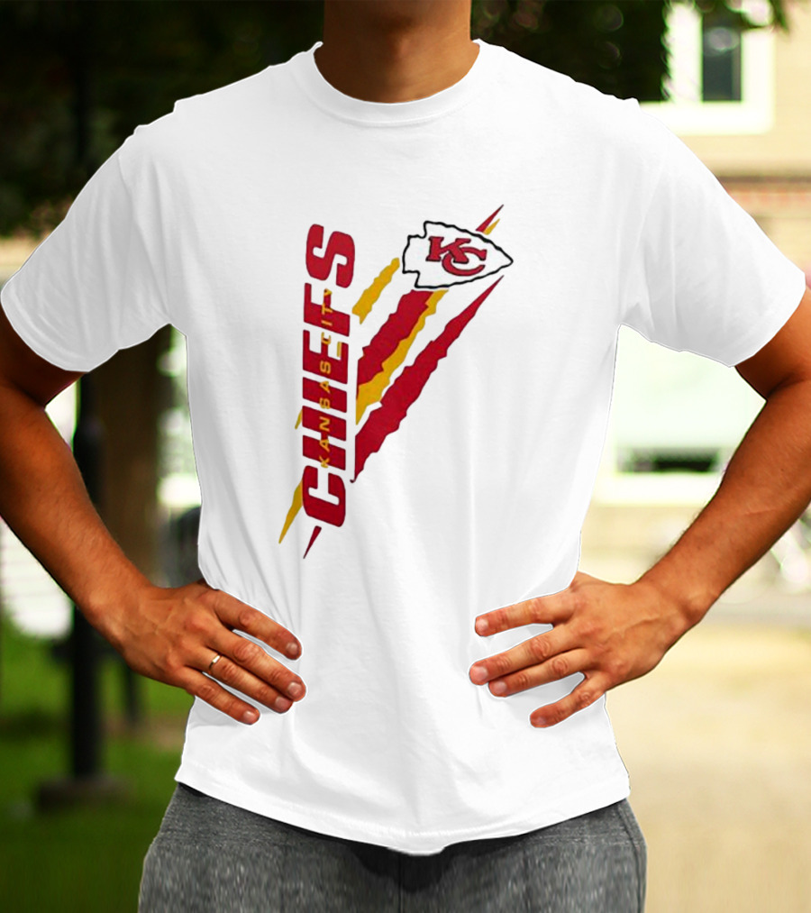 Kansas City Chiefs KC Red Yellow Scratch Design Starter T-Shirt