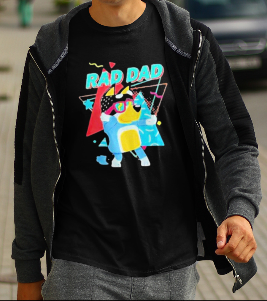 Rad Dad Colorful 80s Style Dog T-Shirt