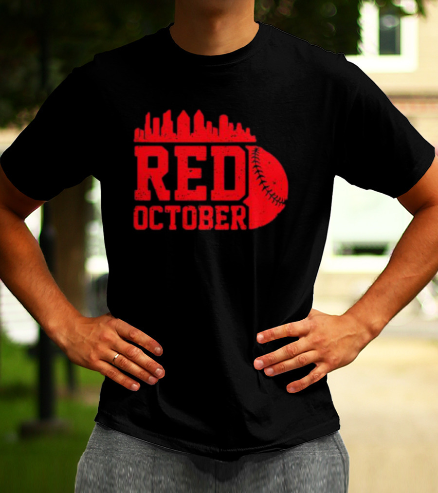 Philly Philadelphia Red October Baseball Skyline T-Shirt