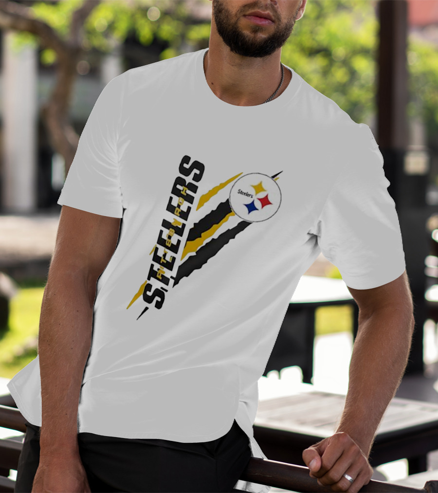 Pittsburgh Steelers Yellow Scratch Emblem T-Shirt