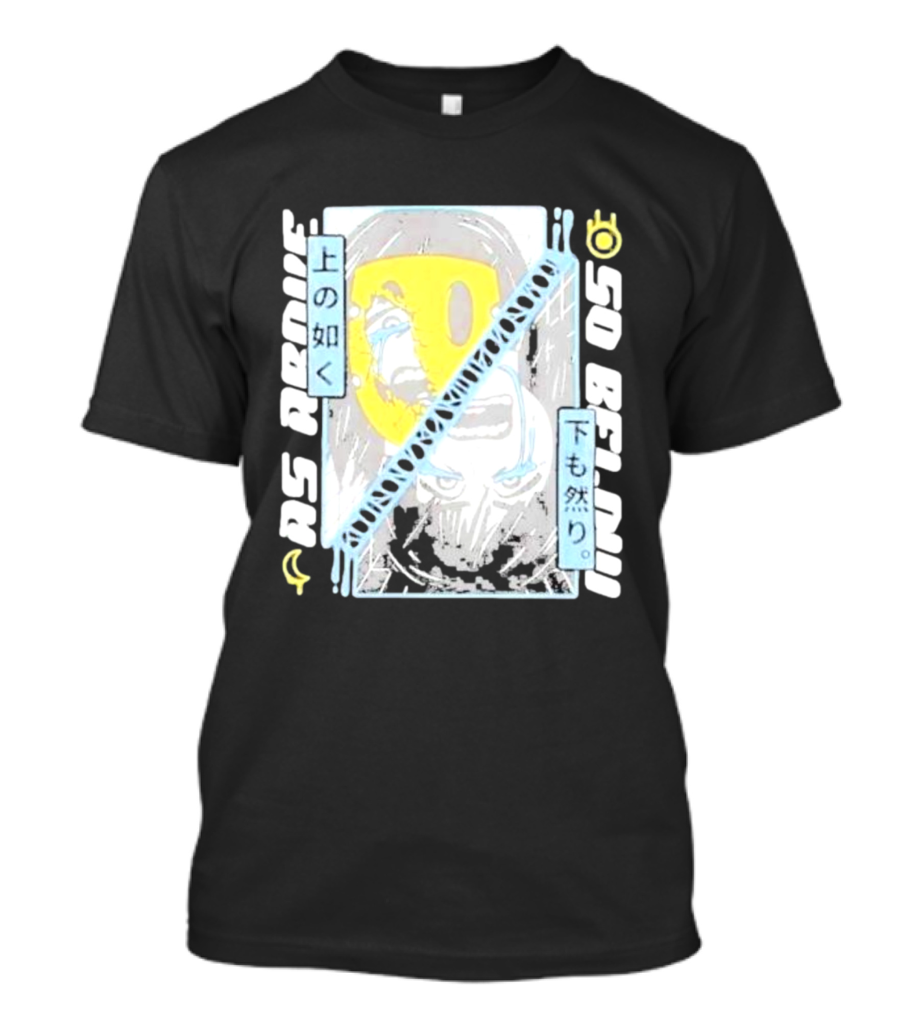As Above So Below Yellow Mask Dual Face T-Shirt