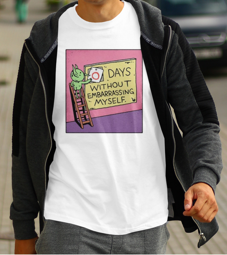 Days Without Embarrassing Myself With Green Character Placing Zero On Ladder T-Shirt