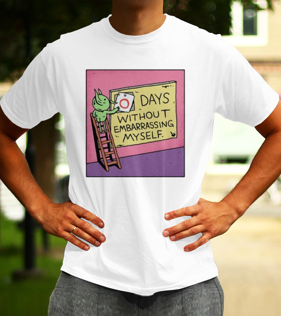 Days Without Embarrassing Myself With Green Character Placing Zero On Ladder T-Shirt