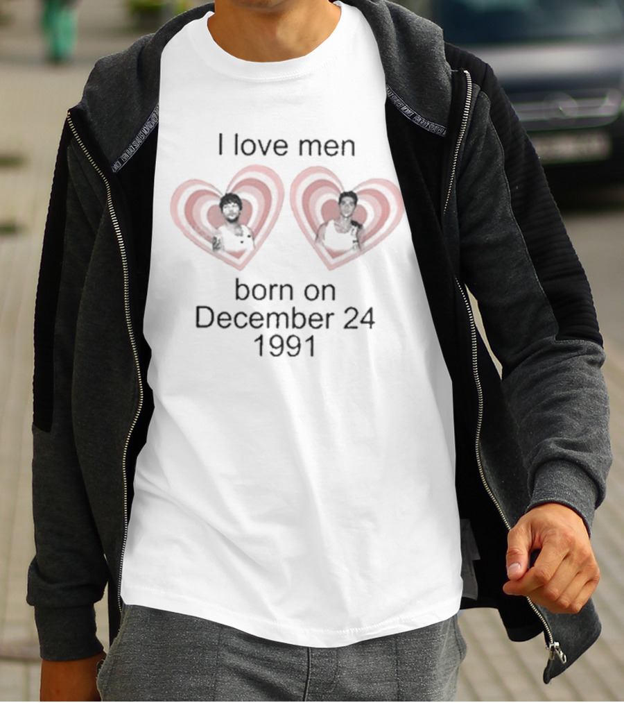 I Love Men Born On December 24 1991 Heart T-Shirt