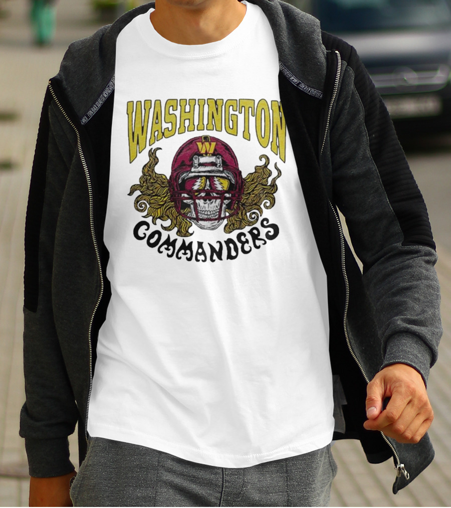 Washington Commanders Grateful Dead NFL Skull Helmet Collaboration T-Shirt