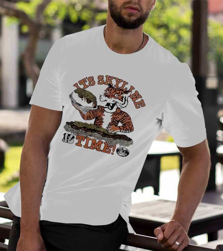 It's Skyline Time Cincinnati Bengals Tiger With Skyline Chili T-Shirt