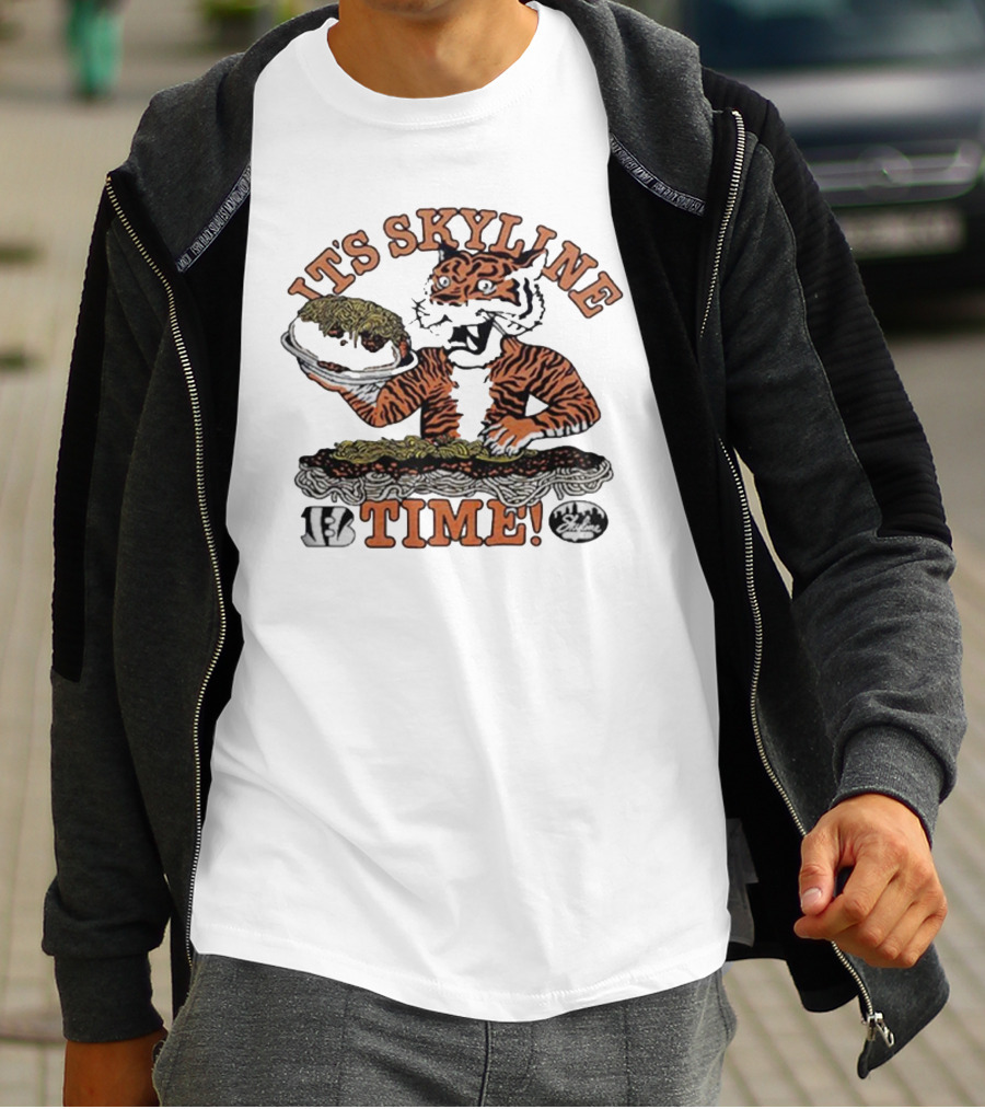 It's Skyline Time Cincinnati Bengals Tiger With Skyline Chili T-Shirt