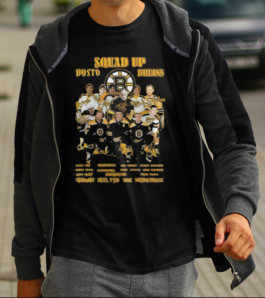 Squad Up Boston Bruins Bobby Orr Phil Esposito Zdeno Chara Thank You For The Memories T-Shirt