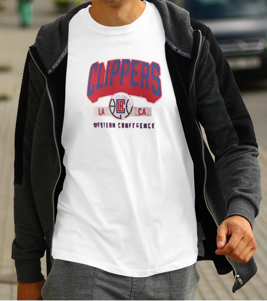 Clippers LA CA Western Conference Front Court Press Snow Wash T-Shirt