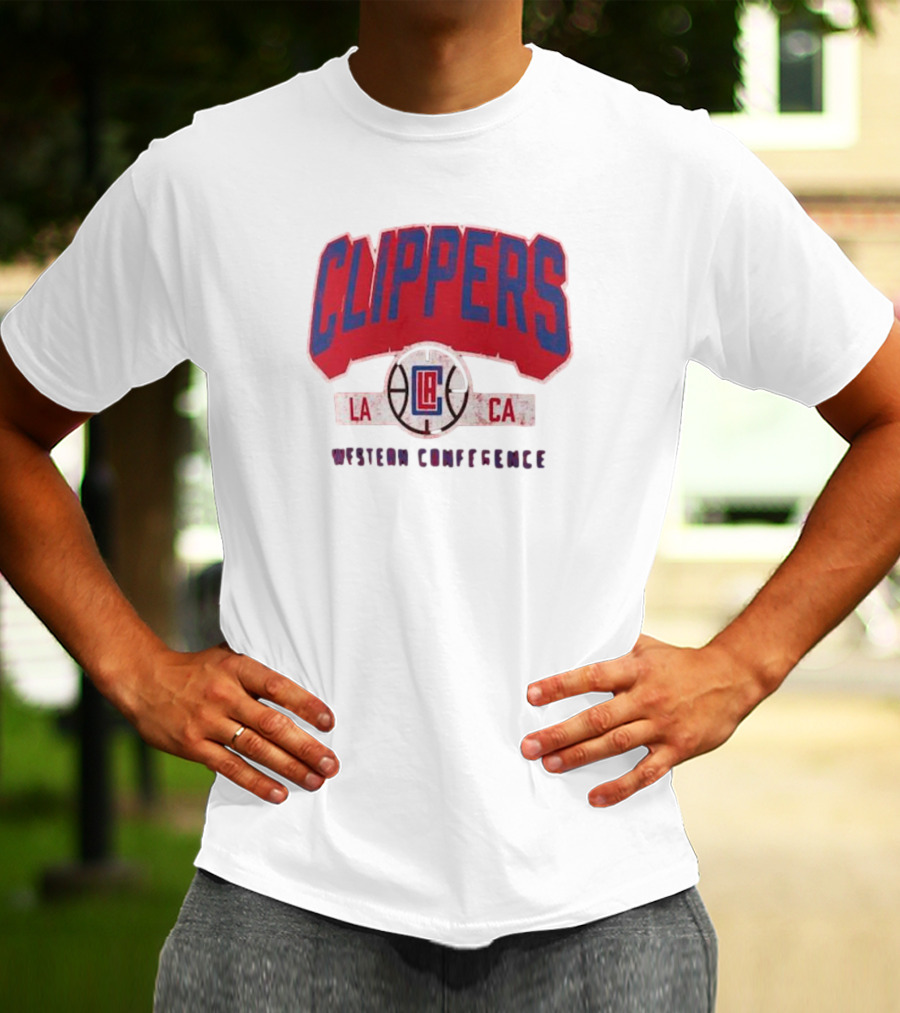 Clippers LA CA Western Conference Front Court Press Snow Wash T-Shirt