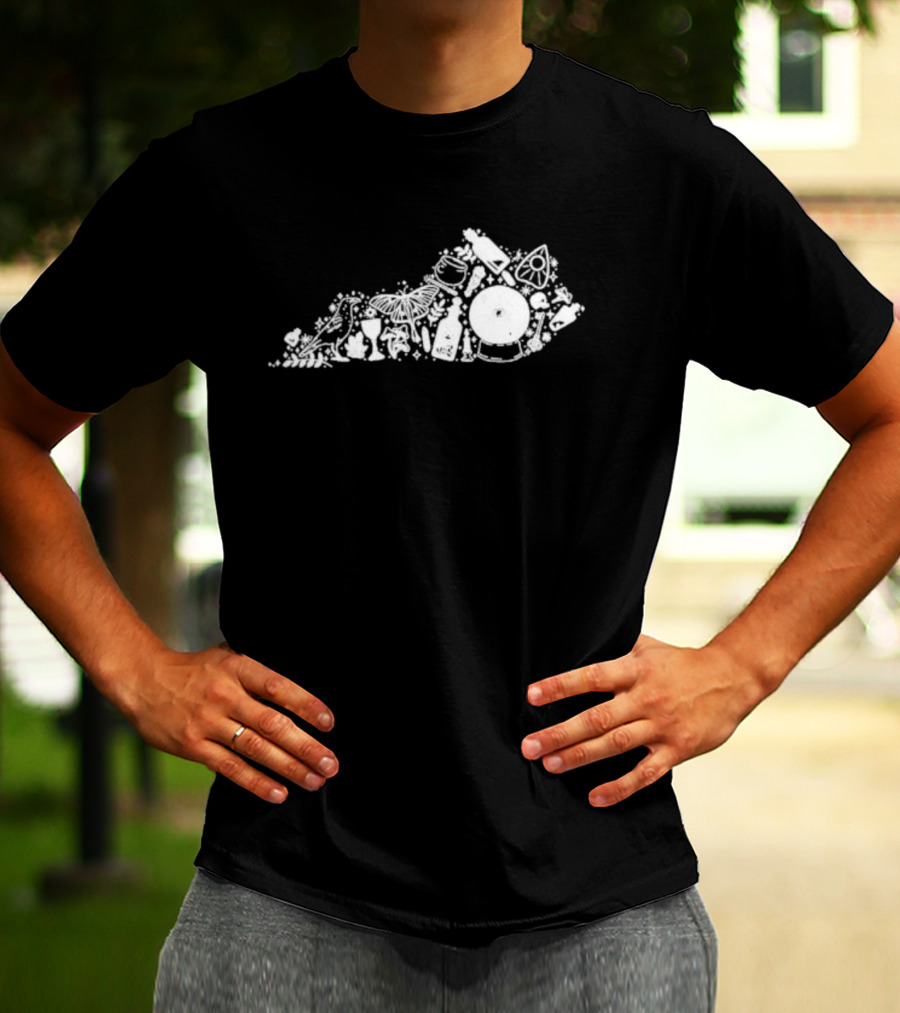 Kentucky For Kentucky Witchy Ky Spooky State Outline Icons T-Shirt