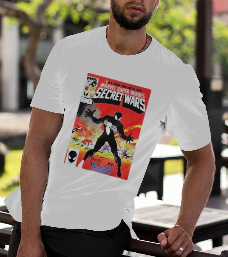 Marvel Super Heroes Secret Wars Spider-Man Black Suit Comic Cover T-Shirt