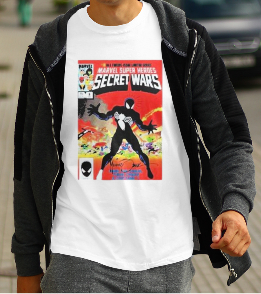 Marvel Super Heroes Secret Wars Spider-Man Black Suit Comic Cover T-Shirt